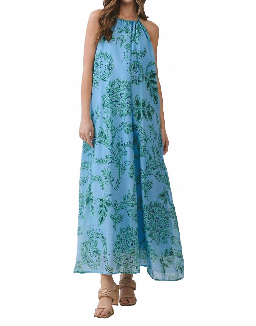NEW TCEC floral flowy maxi dress in blue